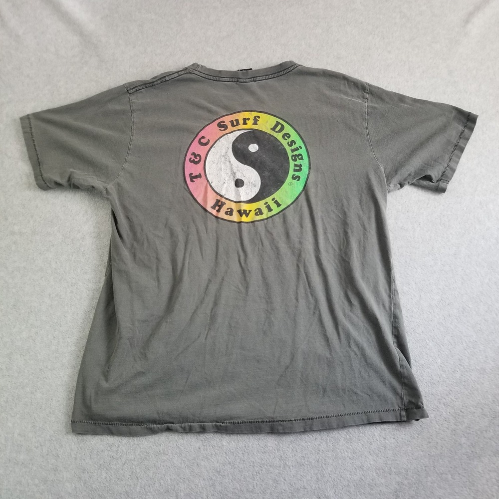 Town & Country T&C Shirt Mens Large Gray Vintage Single Stitch Surf Hawaii